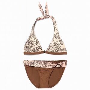Baltex Floral Halter Bikini Top and Bottoms
